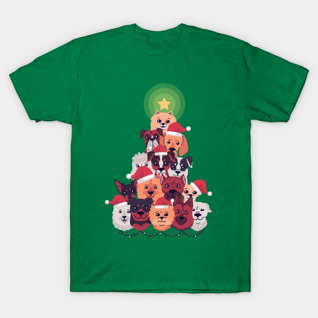 Dogs Christmas tree T-Shirt by otaku_sensei6